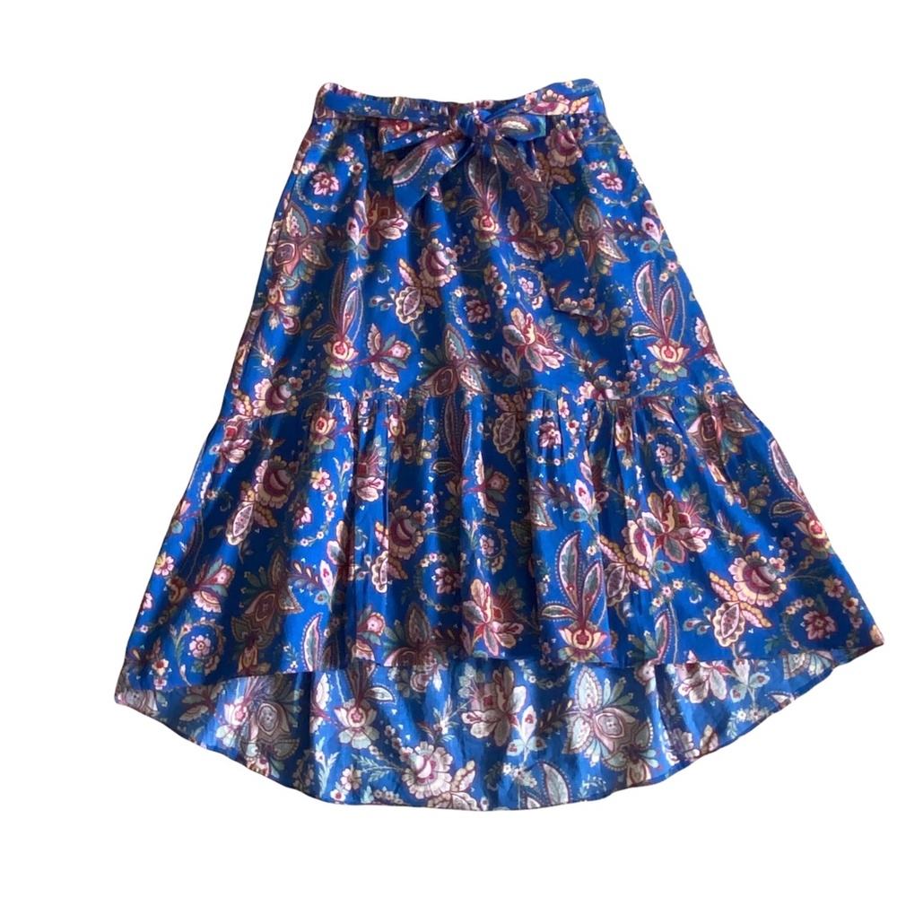 J. Crew Womens Flora Belle Liberty Print Skirt 2 Blue Floral High Low Hem